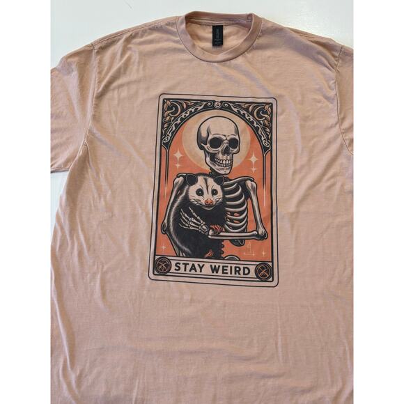 Stay Weird Tarot Card Graphic Tee - Peach Unisex Tshirt - Picture 2 of 4